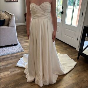 David's Bridal Elegant Cream Wedding Gown